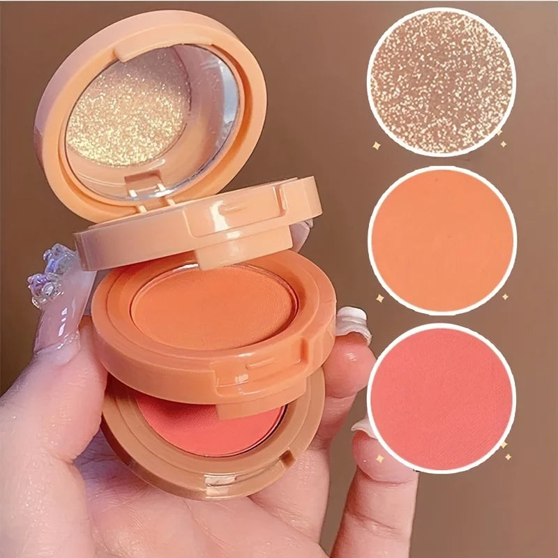 Paleta de Maquiagem 3 em 1, Blush Iluminador e Contorno