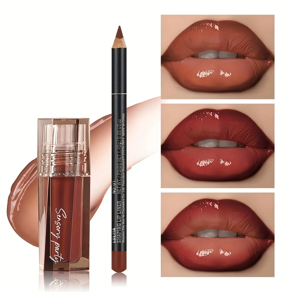 Conjunto de gloss labial hidratante e delineador labial