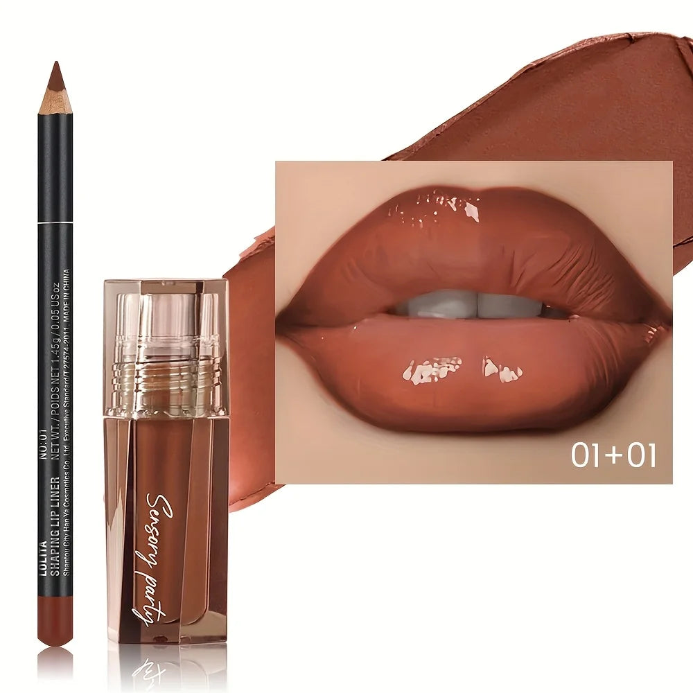 Conjunto de gloss labial hidratante e delineador labial
