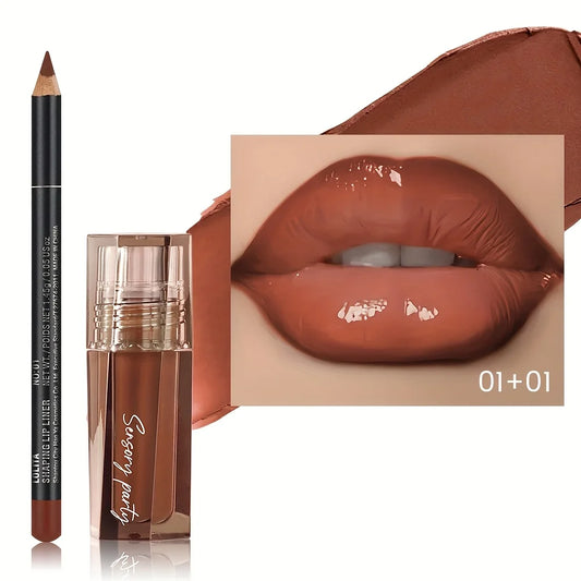 Conjunto de gloss labial hidratante e delineador labial